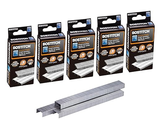 Bostitch Office Premium Standard Staples, 1/4" Length, High-Carbon Steel, 5000 Per Box, 5-Pack | Amazon (US)
