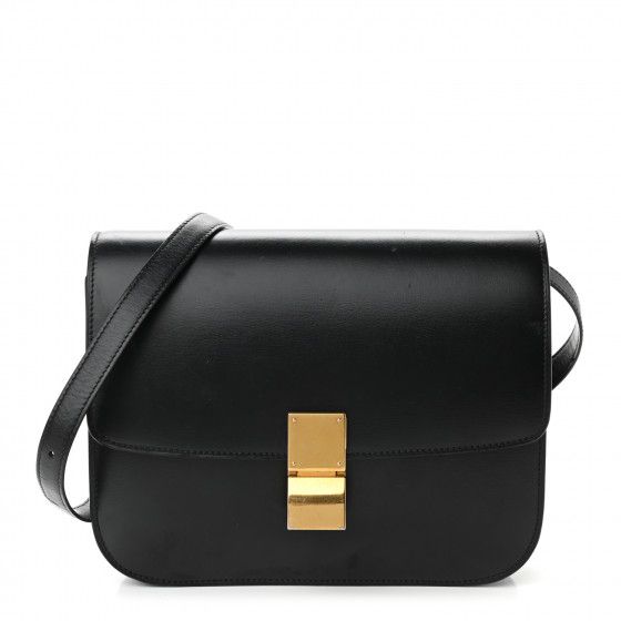 CELINE Box Calfskin Medium Classic Box Flap Black | FASHIONPHILE | Fashionphile