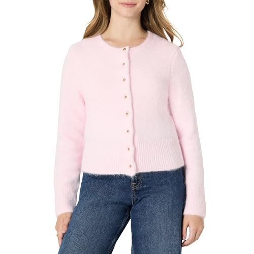 Amazon Essentials (Demi's Pick) Women's Regular-Fit Faux Mohair Button-Down Cardigan, Pastel Lilac, Large | Amazon (US)