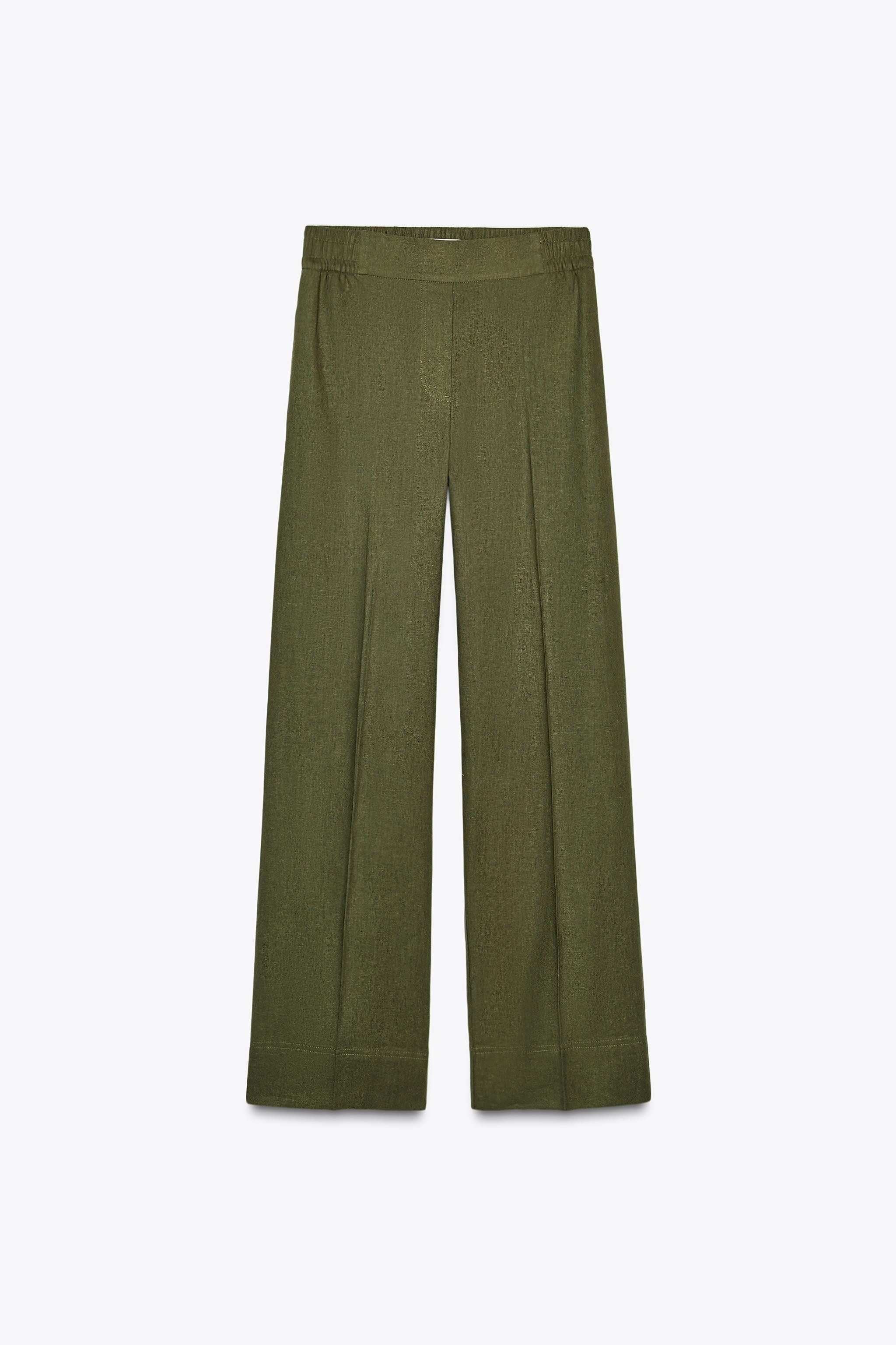 LINEN BLEND WIDE LEG PANTS | Zara US