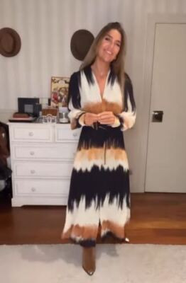 ZARA BNWT 2023. BROWN ECRU MIDI DRESS TIE DYE V NECK. 9479/251  | eBay | eBay US