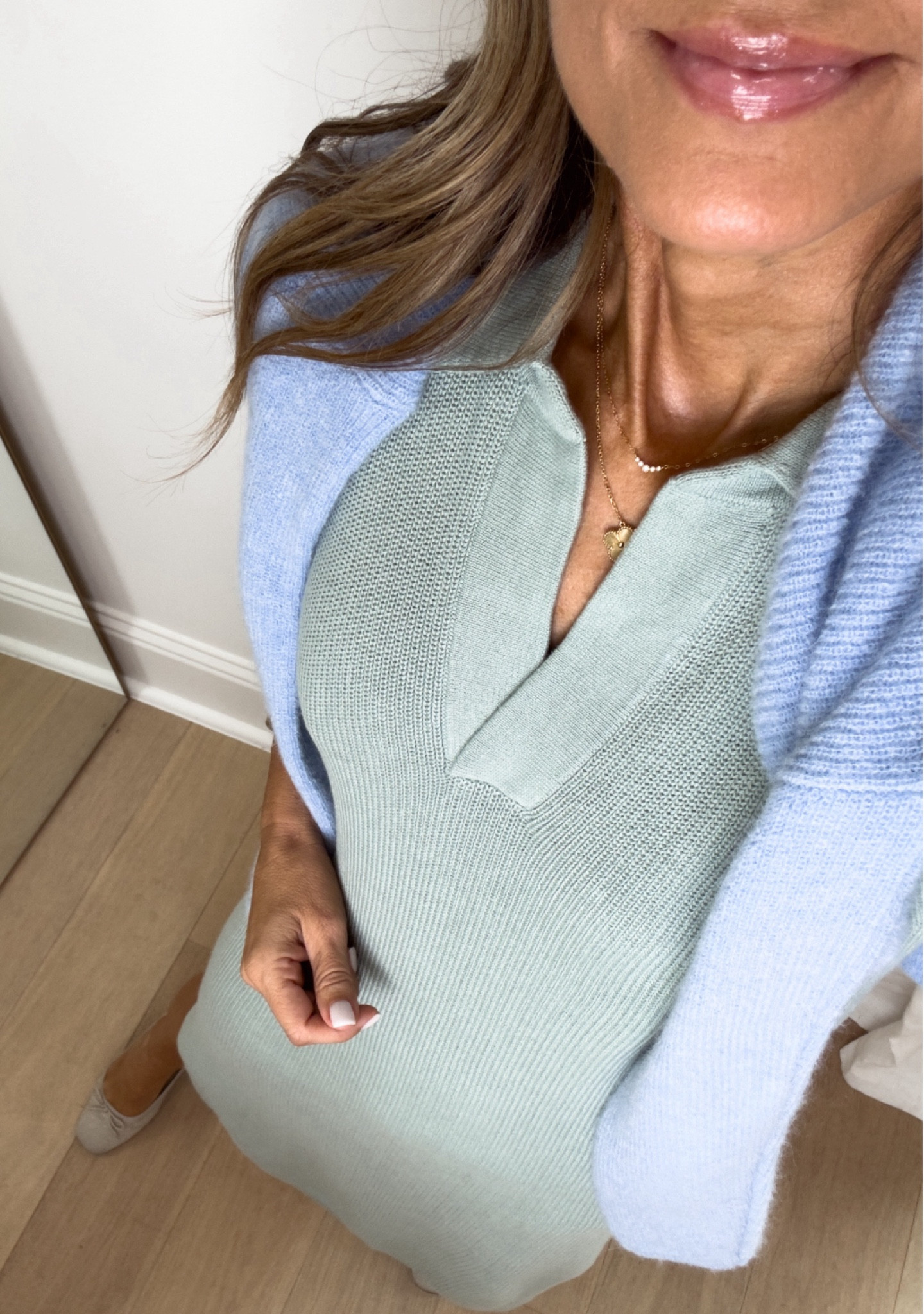 Knit Dress is easy and comfortable! I love this color for fall. Very pretty with grays, navy, tans. Currently on BUY one get one 50% off on site! Wearing a XS 
-Sezane sweater sz XS, linked a $50 look for less I love. 
-ballet flats with arch support. 
-coach bag in color-brass/stone is amazing and comfortable to wear. Love the charm on any bag. 

#LTKFindsUnder100 #LTKItBag #LTKOver40