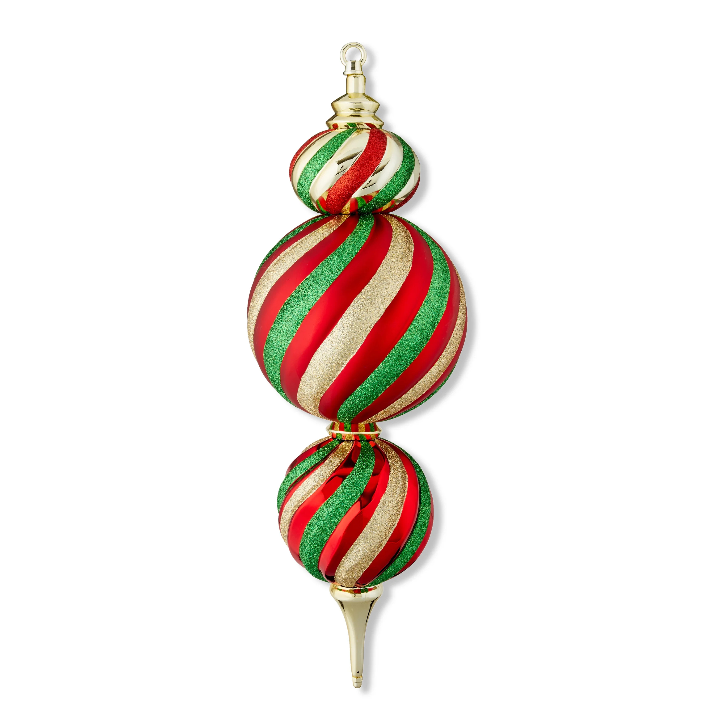 Red, Green and Gold Jumbo Shatterproof Finial Christmas Ornament, 23 in, by Holiday Time | Walmart (US)