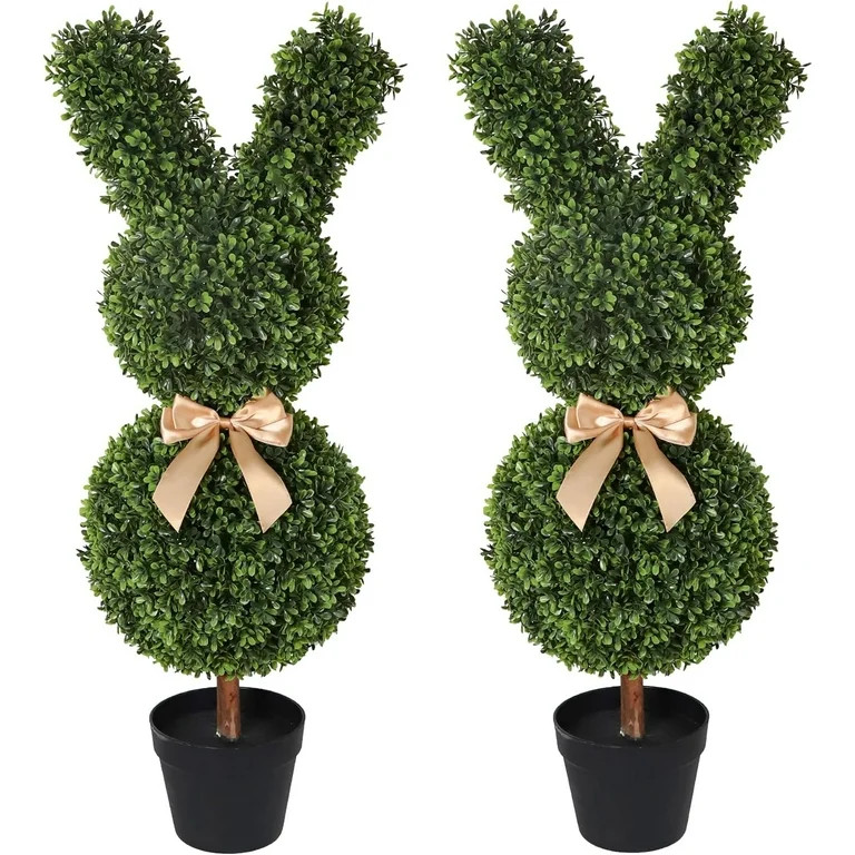 TETAIA 2PCS Artificial Bunny-Shaped Topiary Tree 28 INCH UV-Resistant Faux Boxwood Topiary Plant ... | Walmart (US)