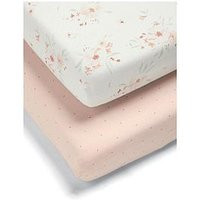 Mamas & Papas 2 Cot/Bed Fitted Sheets - Floral, Pink | Very (UK)