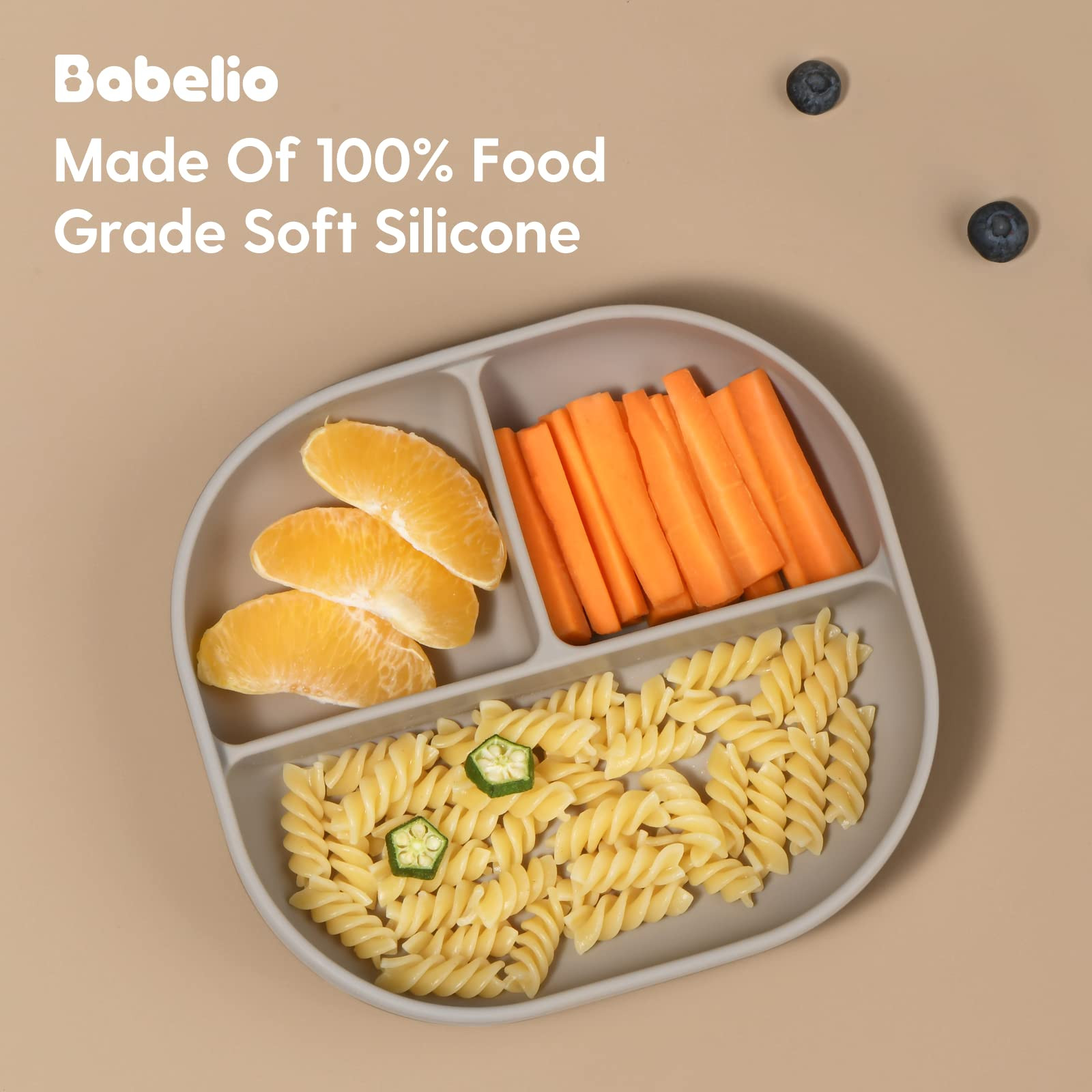 Babelio Suction Plates for Babies & Toddlers, Silicone Divided Baby Dish, Self Feeding Supplies for  | Amazon (US)