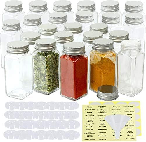 SimpleHouseware Spice Jars 4 Ounce Square Bottles w/labels, 24-Pack | Amazon (US)
