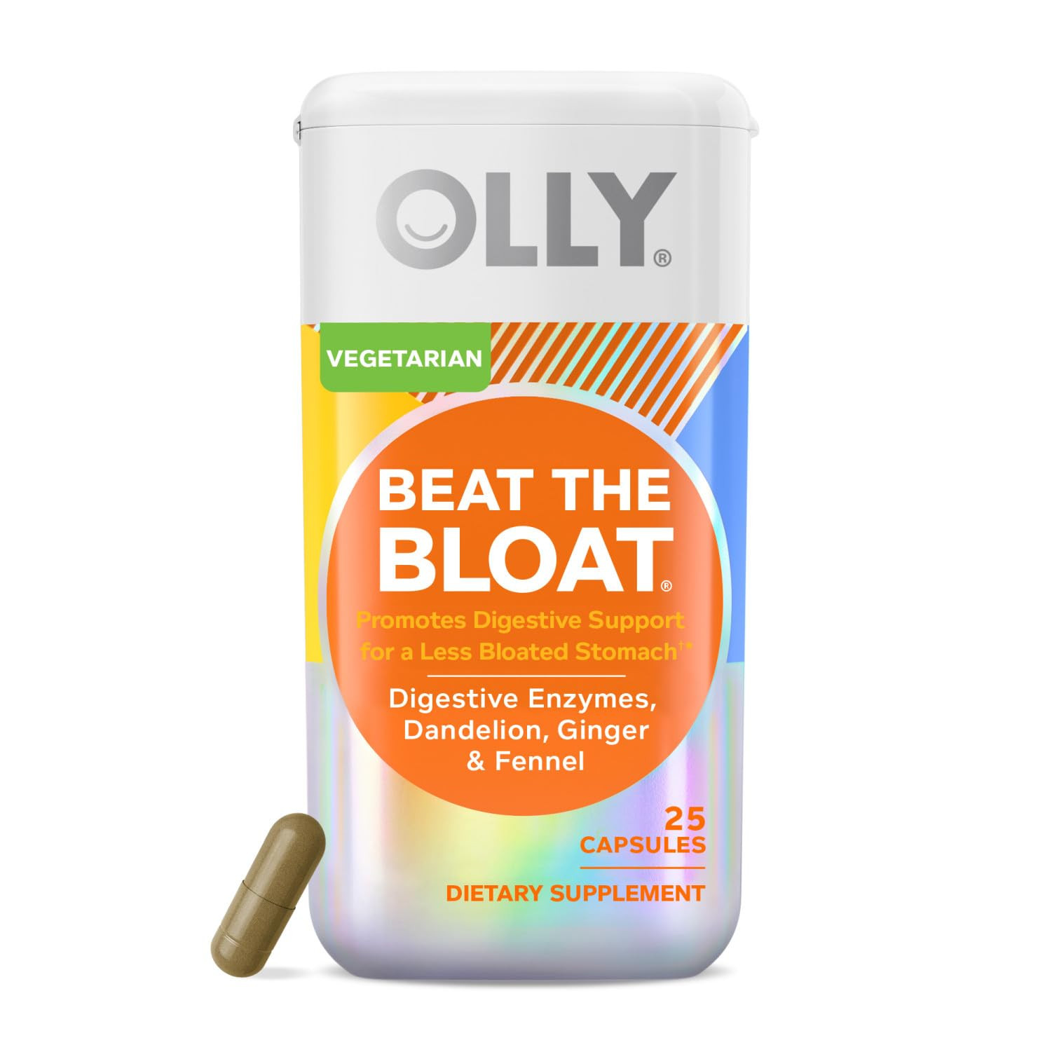 OLLY Beat The Bloat Capsules, Digestive Support Enzymes, Supplement for Women - 25 Count | Amazon (US)