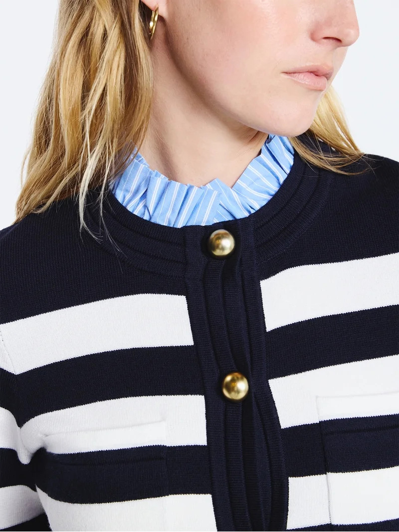 Free Assembly Women's Ruffle Neck Cardigan Sweater, Midweight, Sizes XS-XXL | Walmart (US)