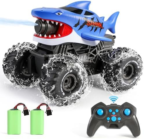 Amphibious Remote Control Shark Monster Truck Squirt Water,4WD All-Terrain Off-Road 2.4Ghz Waterp... | Amazon (US)