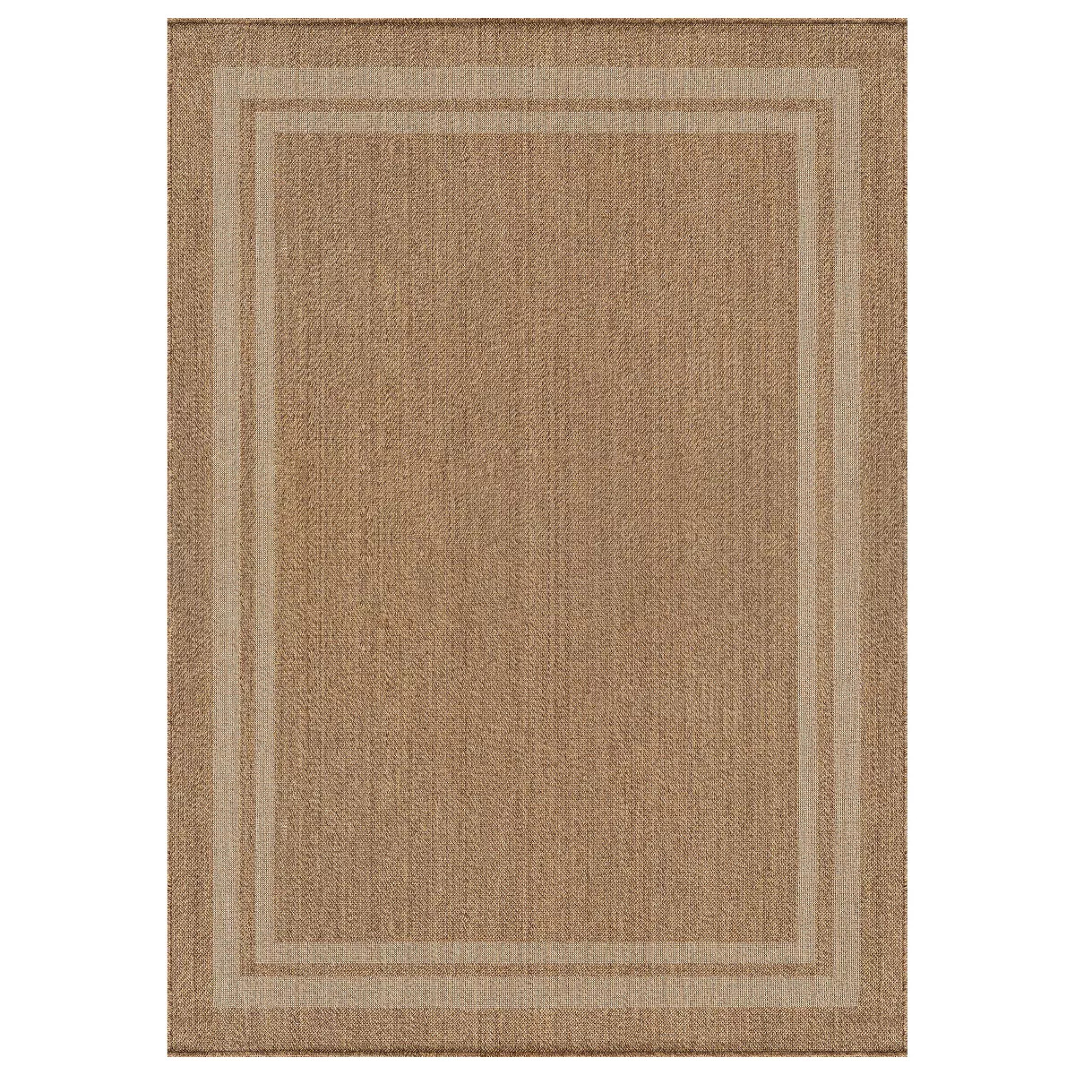 World Rug Gallery Border Indoor/Outdoor Flat Woven Area Rug - Natural Jute-Style, Easy-Care Patio... | Target