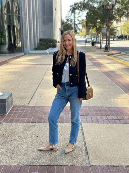 Favorite jeans and tweed! Business casual look… just add a blazer 🤣 #LTKCyberWeek 

#LTKstyletip #LTKsalealert