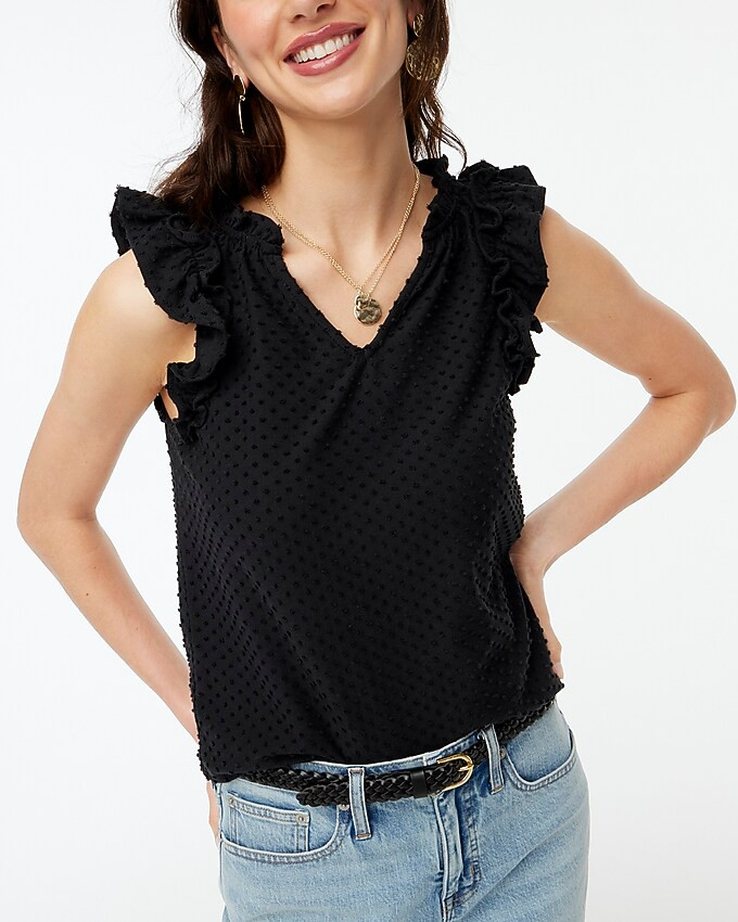 Ruffle-sleeve clip-dot top | J.Crew Factory
