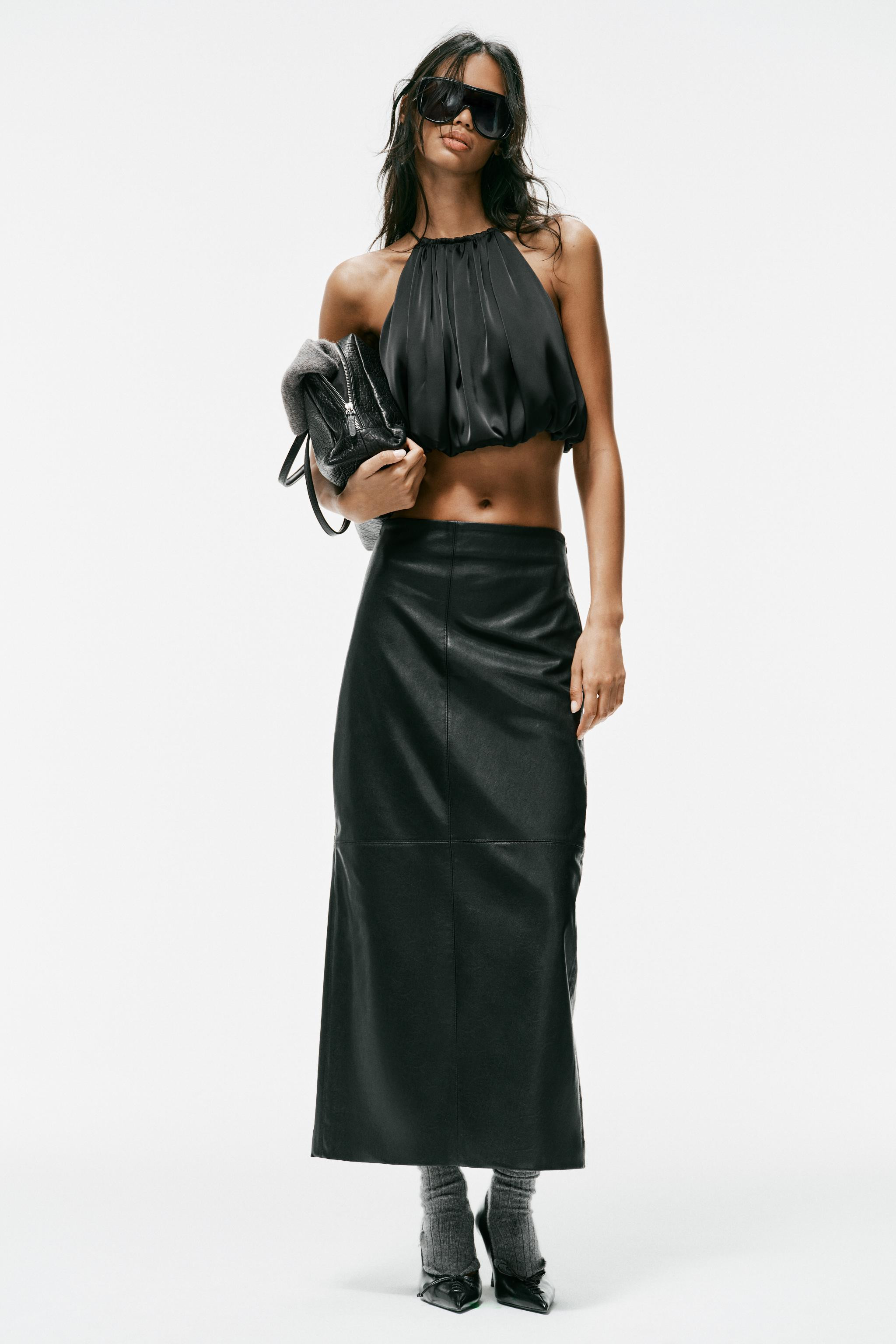 BALLOON HEM SATIN CROP TOP | Zara US