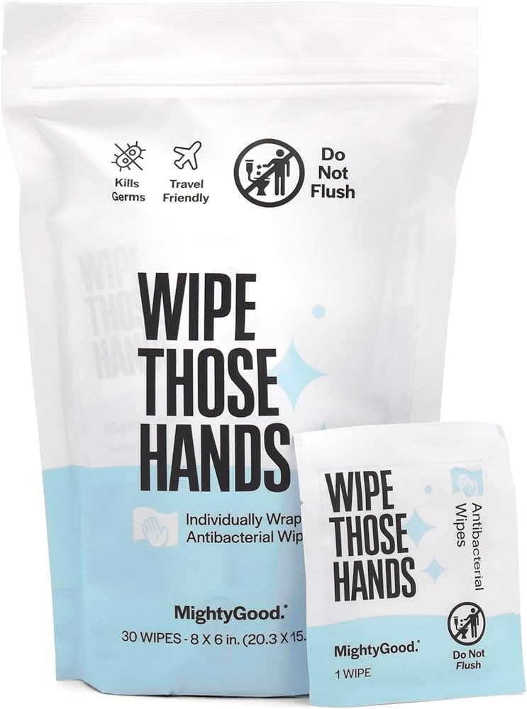 MightyGood Wipe Those Hands Individually Wrapped Antibacterial Wipes (30 count) Fragrance and alc... | Amazon (US)