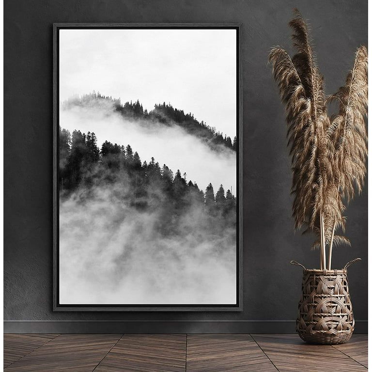 PixonSign Framed Canvas Wall Art Misty Mountain Peaks Canvas Print Nature Wilderness Photography ... | Walmart (US)