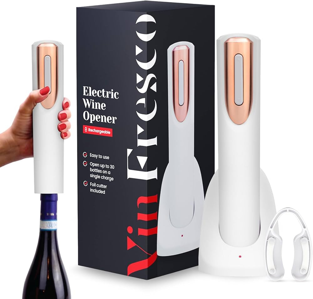 Rechargeable Electric Wine Bottle Opener - Charging Base and Foil Cutter Included with Automatic ... | Amazon (US)