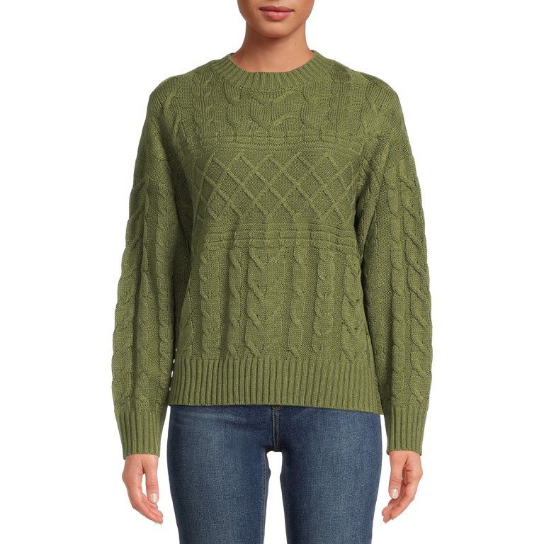 Time and Tru Women's Mixed Stitch Sweater - Walmart.com | Walmart (US)