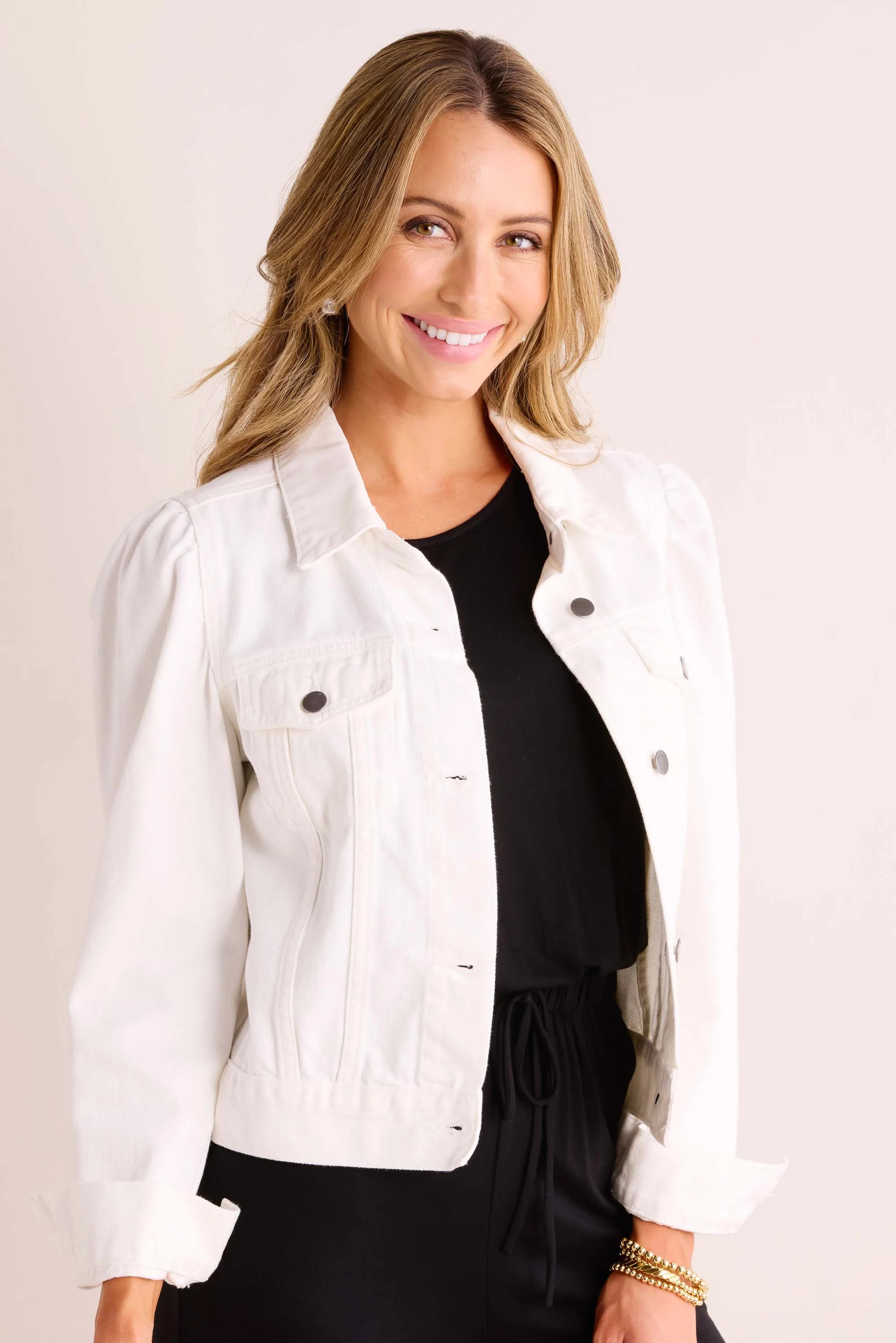 Roxanna Denim Jacket- White | Avara