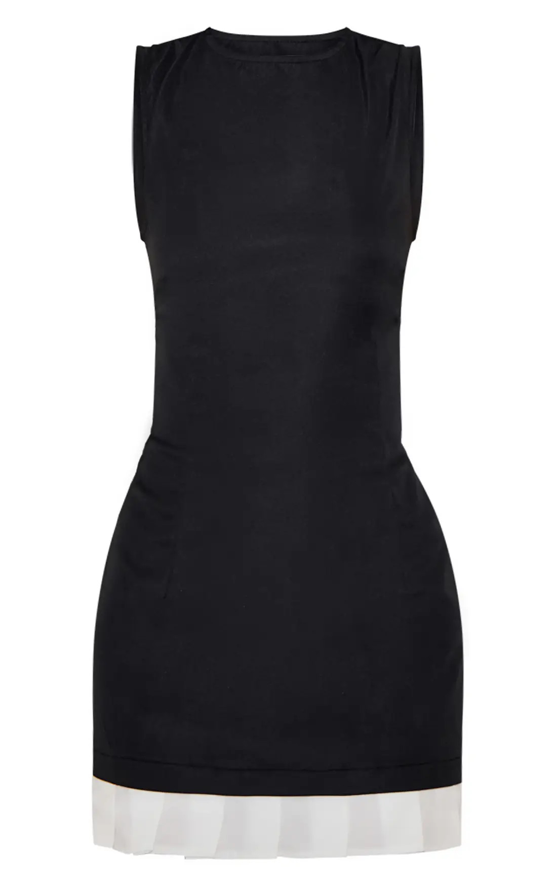 Black Pleated Hem Detail Shift Dress | PrettyLittleThing UK