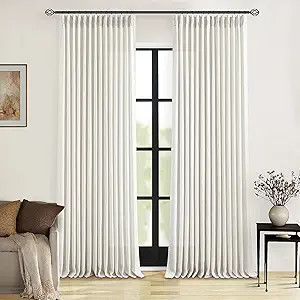 Natural Linen Pinch Pleated Curtains 120 Inches Long for Living Room Pleated Drapes Hooks Back Ta... | Amazon (US)