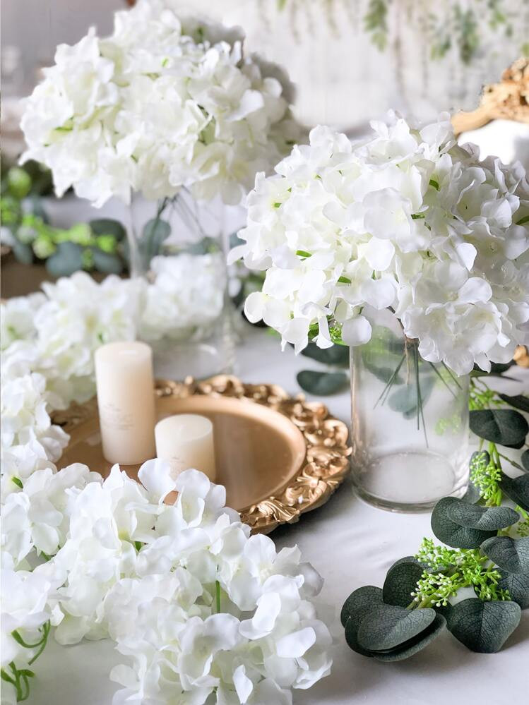 5/10/20pcs Hydrangea Artificial Flower Heads With Stems,Fake Hydrangea Flowers, Table Arrangement Decoration Silk Flower, White Fake Flower For Home Office Party Wedding, Fake Plants, Spring Decor, Room, Desk, Garden Decor, Room Decoration Stuff, Valentine Day, Gift Gifts Birthday Graduation | SHEIN