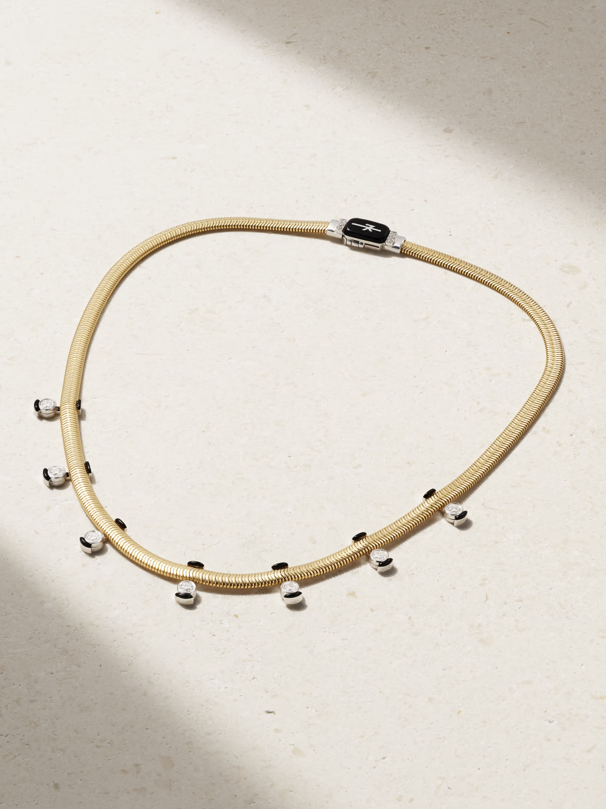 Feelings 18-karat white and yellow gold, enamel and diamond necklace | NET-A-PORTER (UK & EU)