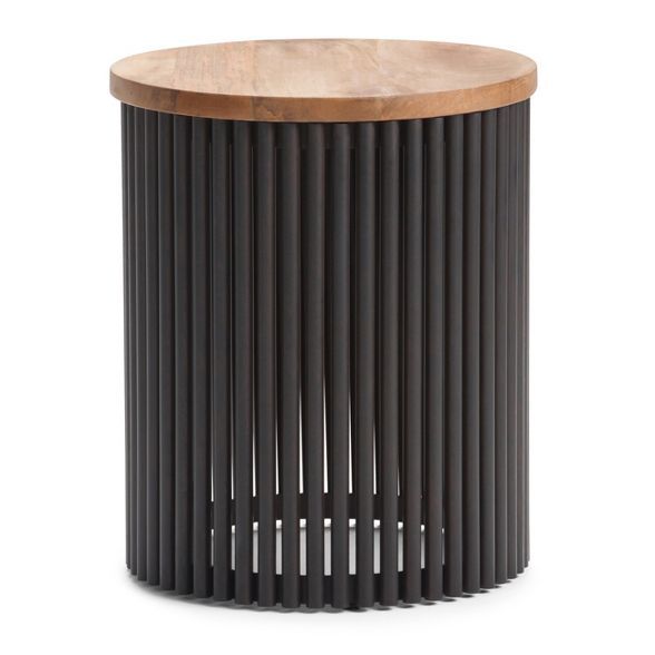 18" Karl Metal and Wood Accent Table Natural/Black - WyndenHall | Target