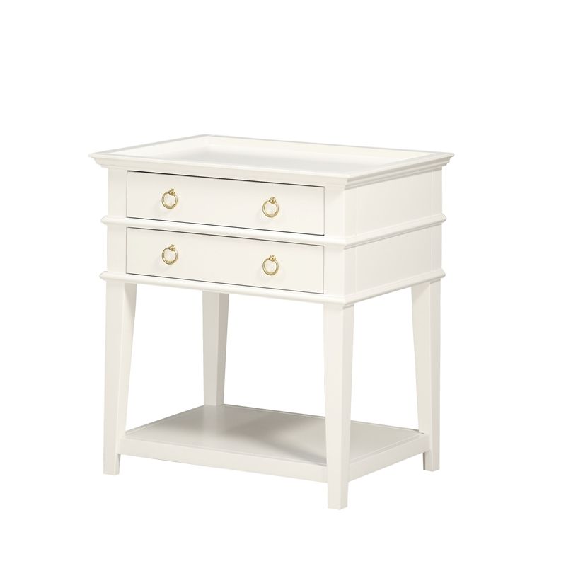 Comfort Pointe Clara 2-Drawer Tray Top Wood Nightstand in White - Walmart.com | Walmart (US)