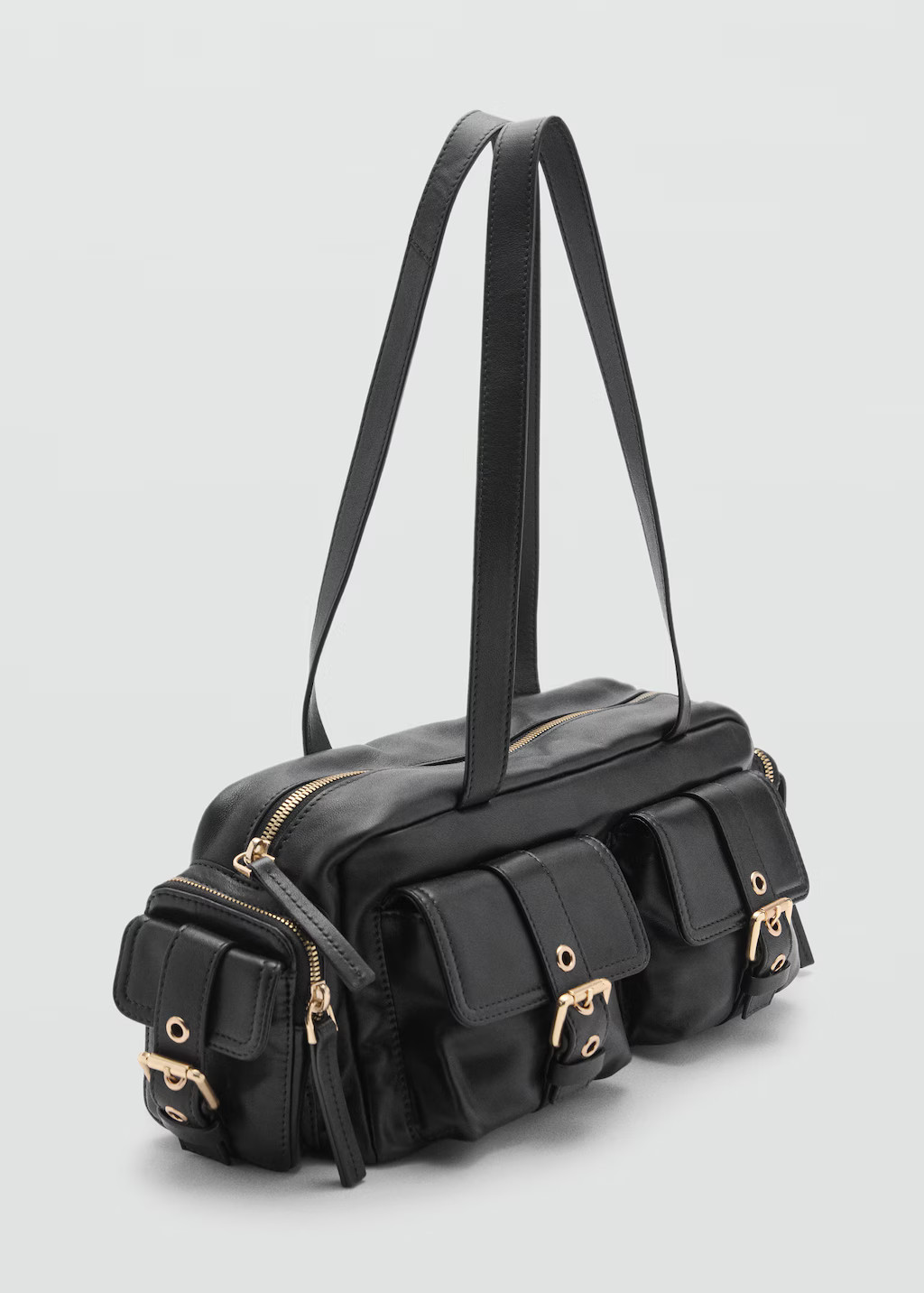 Leather handbag with pockets - Women | MANGO USA | Mango (US/MX/AU)