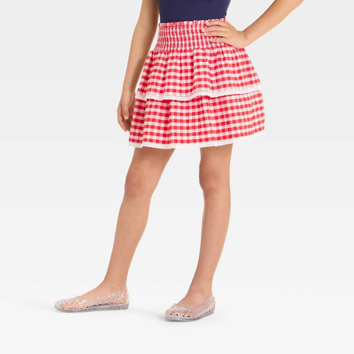 Girls' Tiered Gingham Skirt - Cat & Jack™ | Target