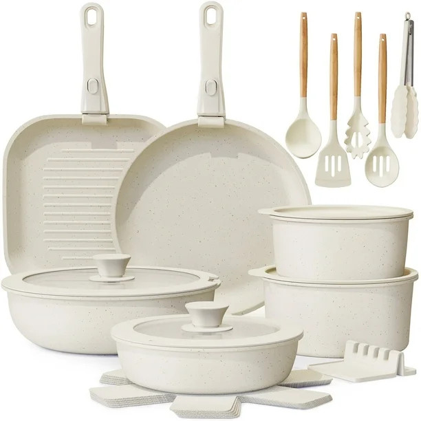 Astercook 22 Piece Pots and Pans Set Non Stick, Cookware Set with Detachable Handles, Oven Safe, ... | Walmart (US)