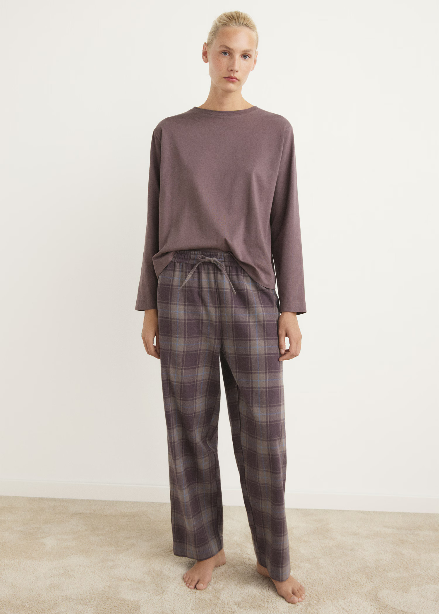 Two-piece flannel check pyjamas | MANGO (UK)