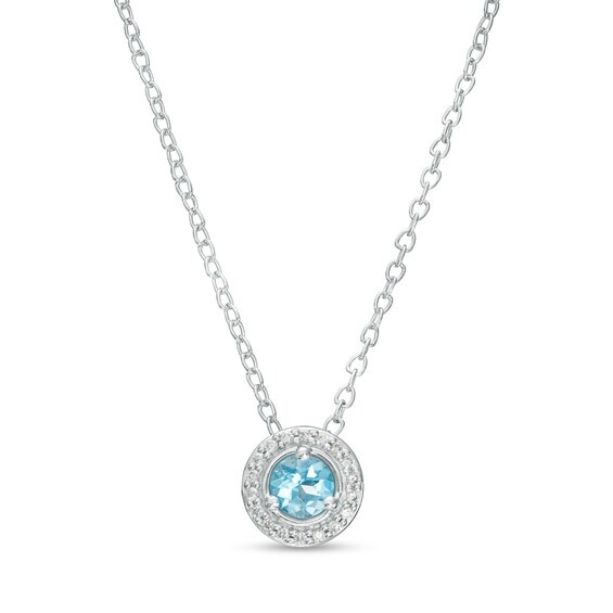 Swiss Blue Topaz and Diamond Accent Frame Pendant in 10K White Gold|Zales | Zales