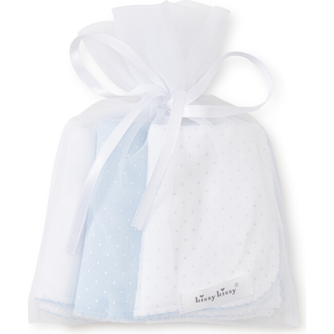3pc Dotted Burp Cloth Set, Blue | Maisonette