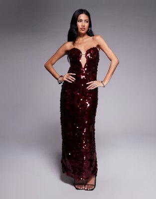 Bardot Braya sequin midi dress in famous red | ASOS (Global)