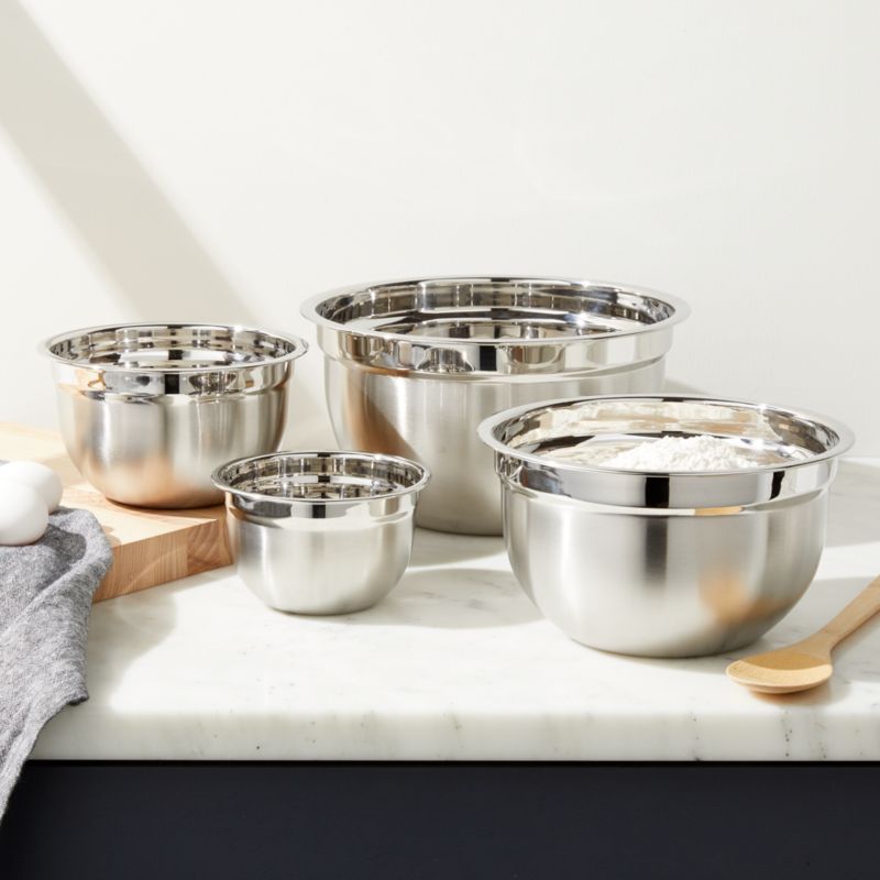 4-Piece Stainless Steel Bowls + Reviews | Crate & Barrel | Crate & Barrel