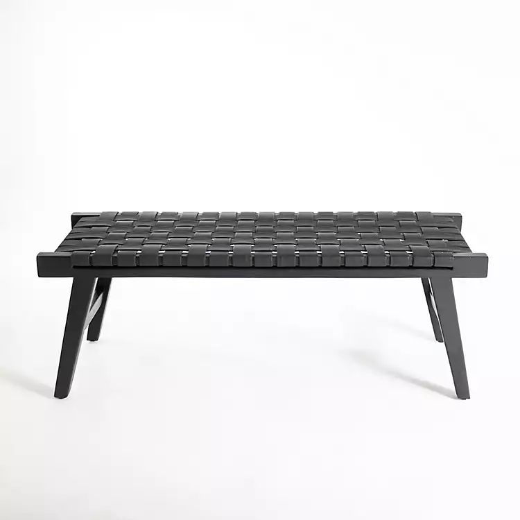 Black Nala Leather Bench | Kirkland's Home