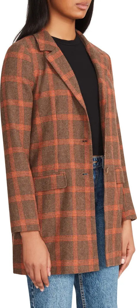 BB Dakota by Steve Madden Academia Plaid Longline Blazer | Nordstrom | Nordstrom