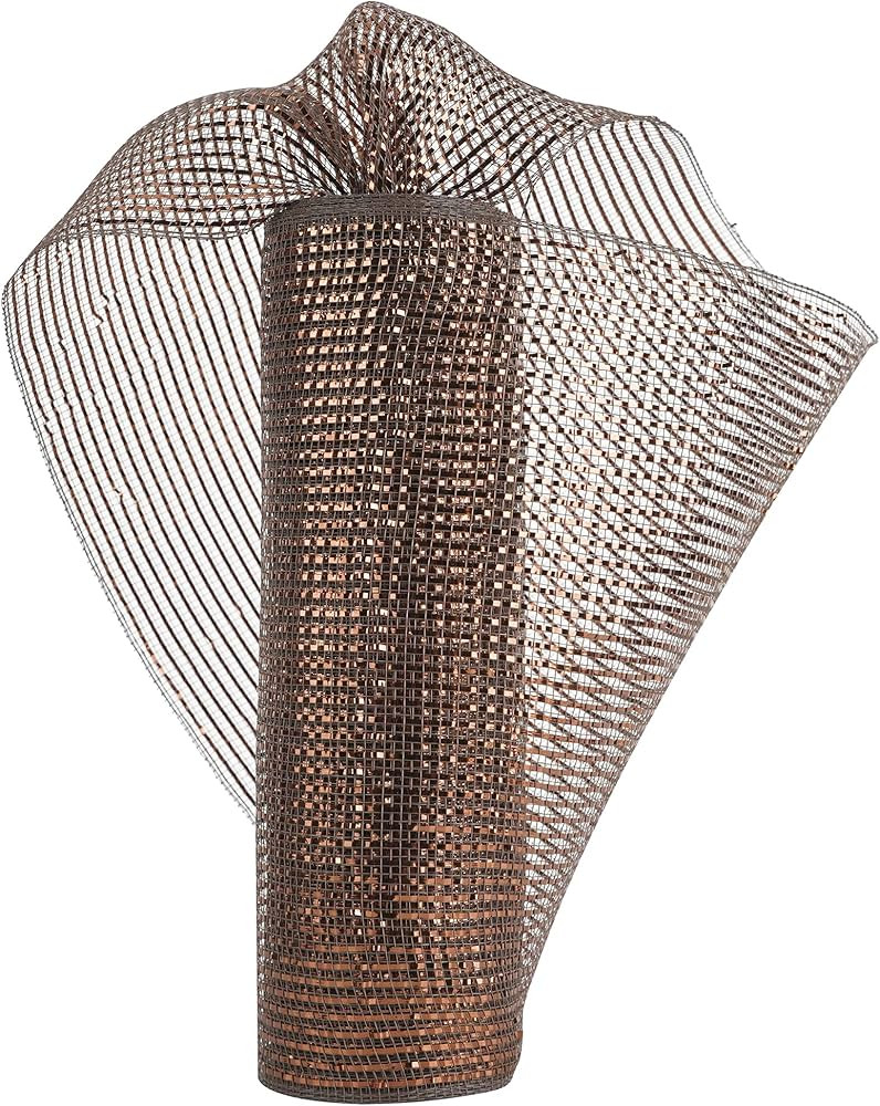 HUIHUANG Brown Deco Mesh 10 inch Wide Metallic Dark Brown Mesh Ribbon Roll Decorative Poly Mesh f... | Amazon (US)