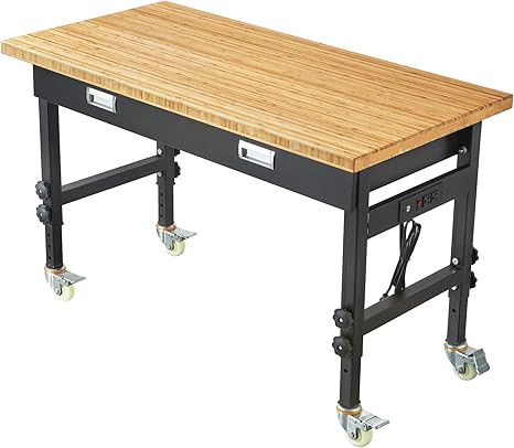 Garage Workbench with Drawers Workbench 47.2 "x23.6 Workbench 1inches Bamboo Board with Power Out... | Amazon (US)