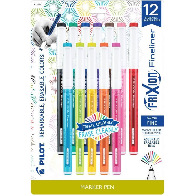 Pilot 12ct FriXion Fineliner Erasable Marker Pens Fine Point 0.7mm Assorted Inks | Target