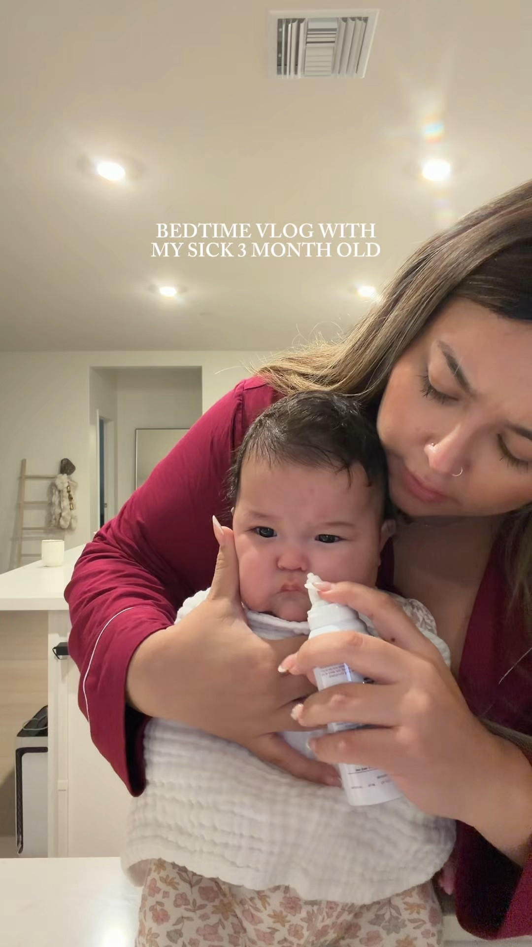 bedtime routine with my sick 3 month old 🤍🥲 