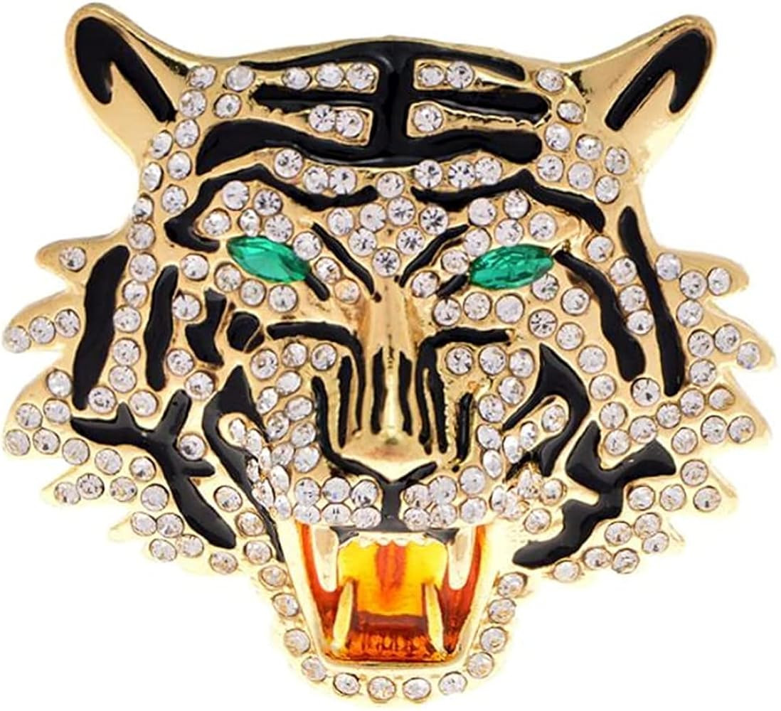 Rhinestone Roaring Tiger Brooch Women Men Crystal Enamel Tiger Head Brooch Pin For Party | Amazon (US)
