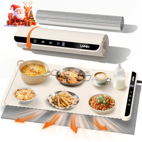 Food Warming Mat with Heat-Resistant Pad, 26X15 Inch, 6 Temperature & 6 Timer Settings, Child Lock Safety,Food Warmer Chafing Dishes for Buffet,Gatherings,Parties,Everyday Use | Amazon (US)