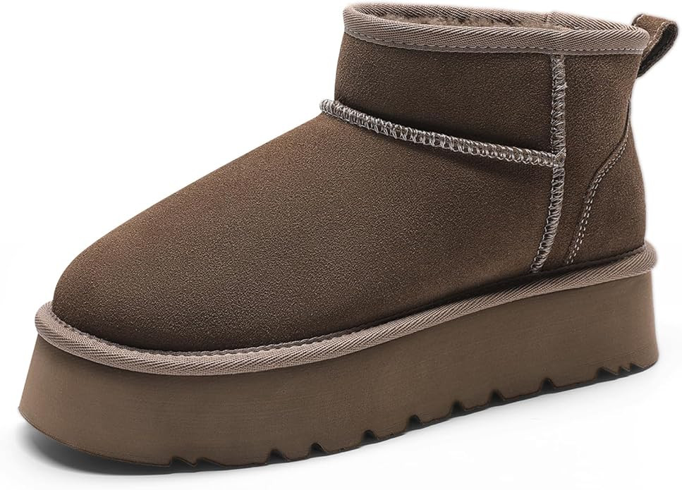 DREAM PAIRS Women's Platform Winter Snow Boots Genuine Suede, Water Resistant Mini Ankle Boots St... | Amazon (US)