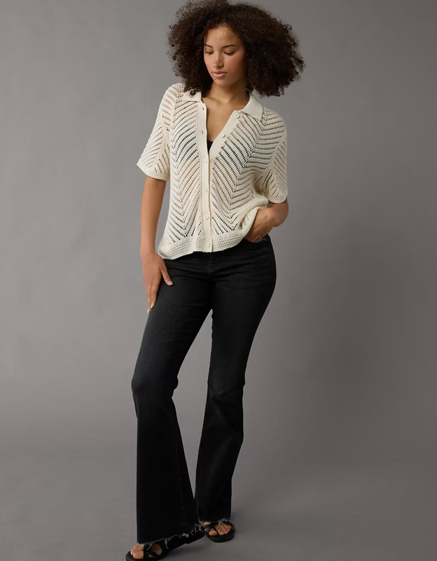 AE Oversized Button-Up Sweater Top | American Eagle Outfitters (US & CA)