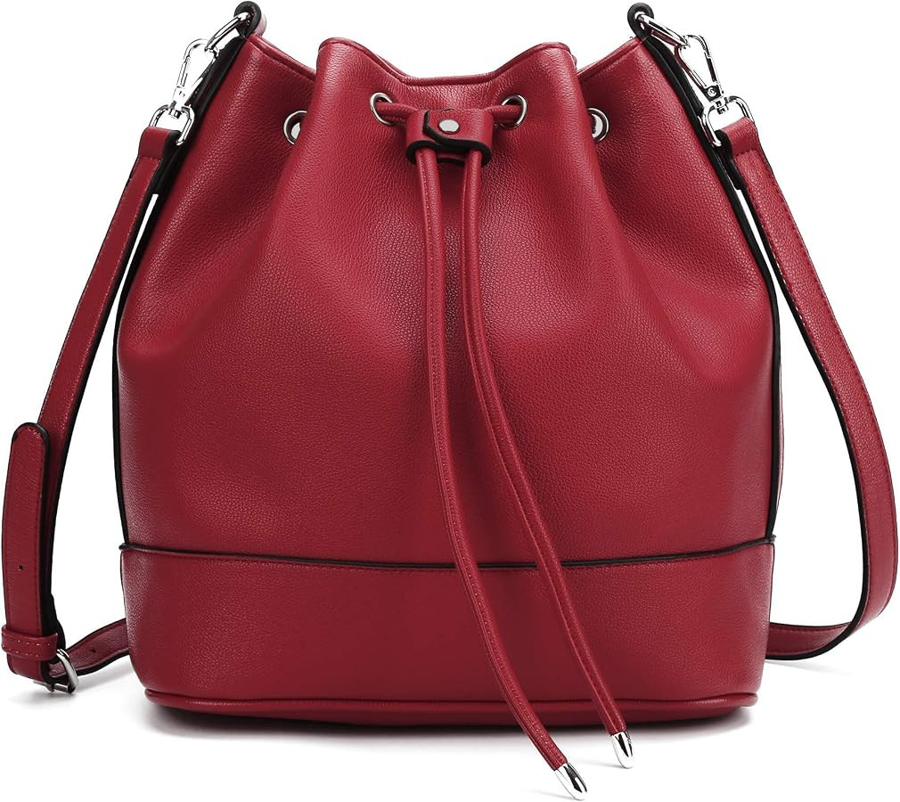 AFKOMST Bucket Bags and Purses For Women Drawstring Hobo and Shoulder Handbags with 2 Detachable ... | Amazon (US)