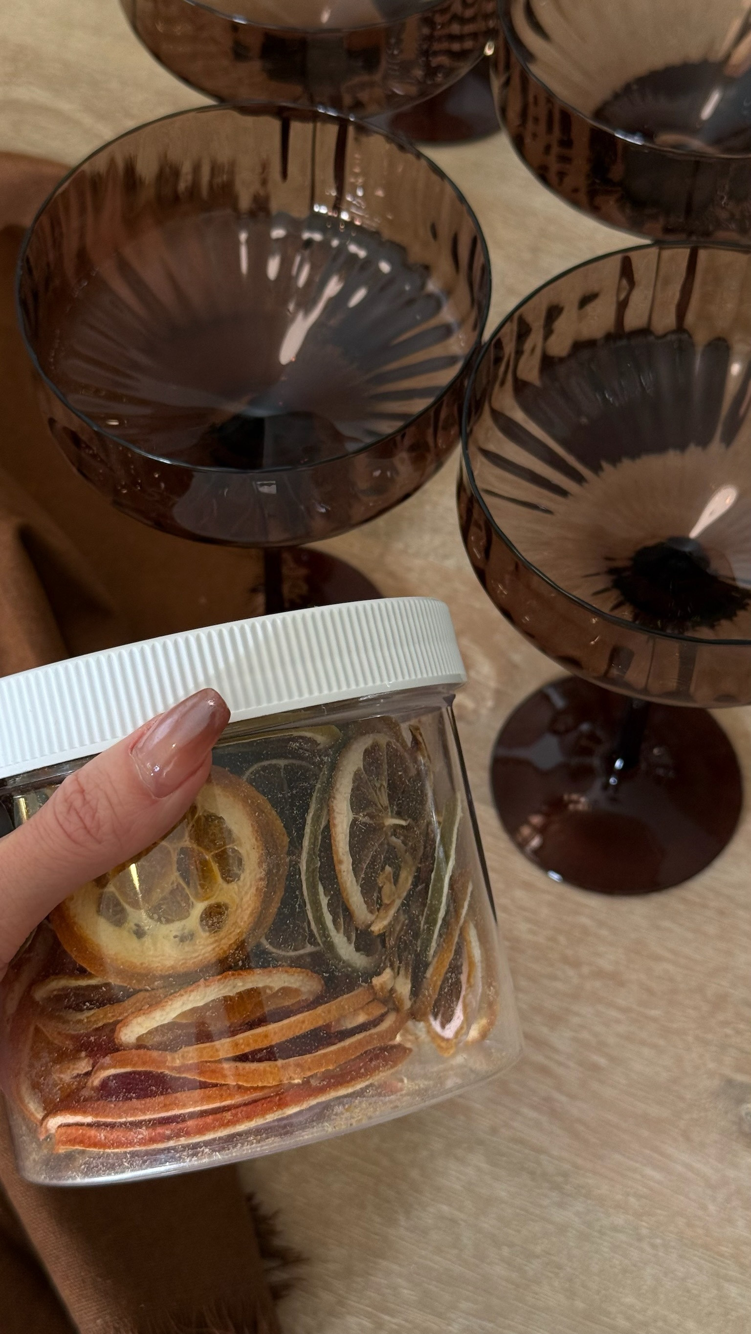 Loving this glassware from Target, and you can never go wrong with dried citrus for garnish 🍊 

 #LTKHoliday #LTKU #LTKHome