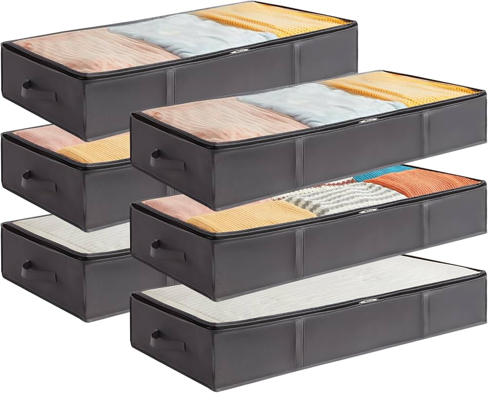 Lifewit 6 Packs Under Bed Storage Containers, Large Capacity Blanket Storage Bags with Reinforced... | Amazon (US)